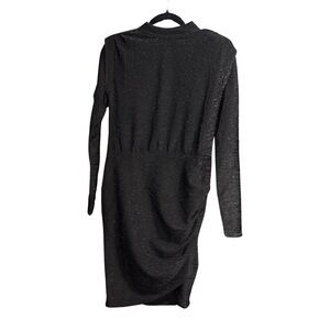 Halogen Black with Silver Sparkle Bodycon Dress with Mock Neck NWOT